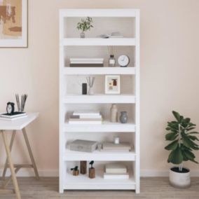 VidaXL Bibliothèque Blanc 80x35x183 cm Bois de pin massif 821695