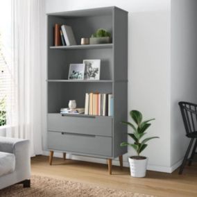 VidaXL Bibliothèque MOLDE Gris 85x35x170,5 cm Bois massif de pin 350542