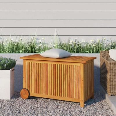 vidaXL Boîte de rangement de jardin avec roues 90x50x58 cm Bois acacia, mobilier de jardin, mobilier de terrasse, coffre de 319711