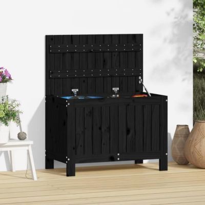 vidaXL Boîte de rangement de jardin Noir 76x42,5x54 cm Bois massif pin 823826