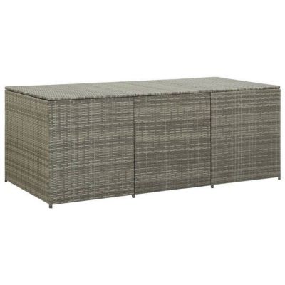 vidaXL Boîte de rangement de jardin résine tressée 180x90x70 cm gris 46479