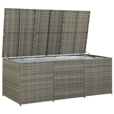 vidaXL Boîte de rangement de jardin résine tressée 180x90x70 cm gris 46479