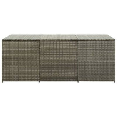 vidaXL Boîte de rangement de jardin résine tressée 180x90x70 cm gris 46479