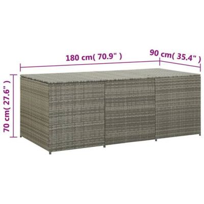 vidaXL Boîte de rangement de jardin résine tressée 180x90x70 cm gris 46479