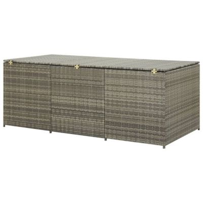 vidaXL Boîte de rangement de jardin résine tressée 180x90x70 cm gris 46479
