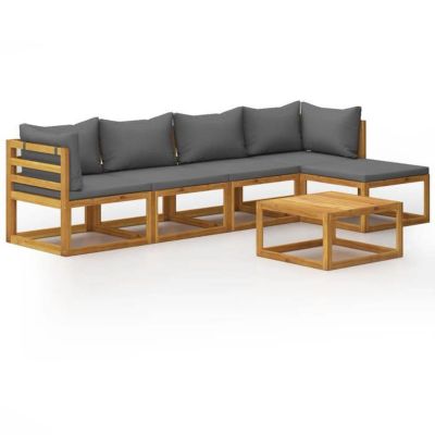 vidaXL Bois d'Acacia Solide Salon de Jardin 6 pcs avec Coussin Meubles de Terrasse Mobilier de Patio Meubles d'Extérieur 3057624