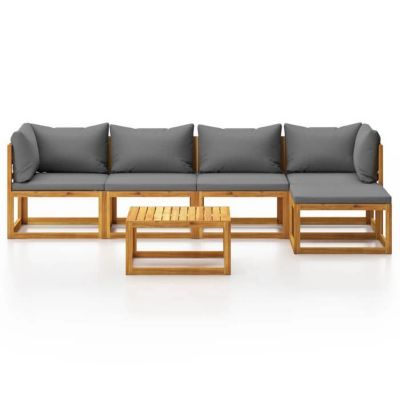 vidaXL Bois d'Acacia Solide Salon de Jardin 6 pcs avec Coussin Meubles de Terrasse Mobilier de Patio Meubles d'Extérieur 3057624