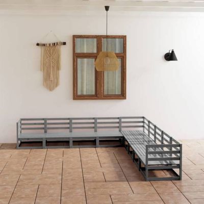 vidaXL Bois de Pin Massif Salon de Jardin 9 pcs Ensemble de Meubles de Terrasse Mobilier de Patio Meubles d'Extérieur 3075846
