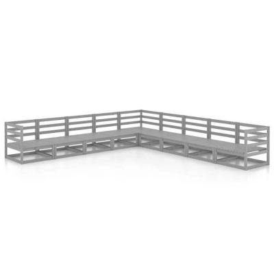 vidaXL Bois de Pin Massif Salon de Jardin 9 pcs Ensemble de Meubles de Terrasse Mobilier de Patio Meubles d'Extérieur 3075846