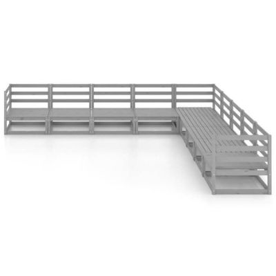 vidaXL Bois de Pin Massif Salon de Jardin 9 pcs Ensemble de Meubles de Terrasse Mobilier de Patio Meubles d'Extérieur 3075846