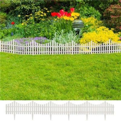 vidaXL Bordure de pelouse Blanc 17 pcs / 10 m 41227