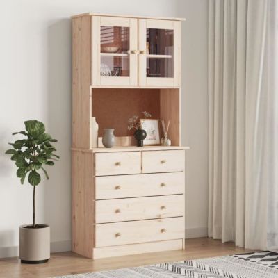 Buffet Blanc 100x35x74 cm Bois massif de pin