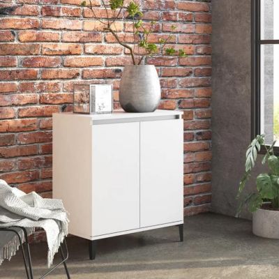 vidaXL Buffet, Armoire avec 2 Portes, Meuble de Rangement, Organisateur de Salle de Séjour Salon, Industriel, Blanc Bois 806076