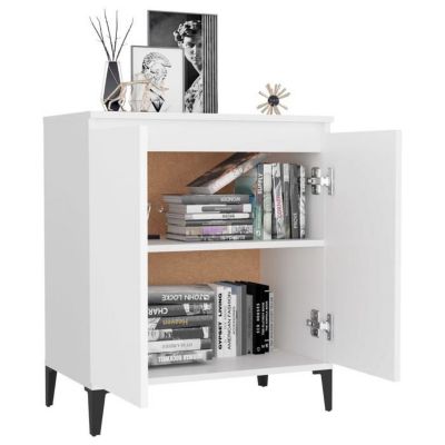 vidaXL Buffet, Armoire avec 2 Portes, Meuble de Rangement, Organisateur de Salle de Séjour Salon, Industriel, Blanc Bois 806076