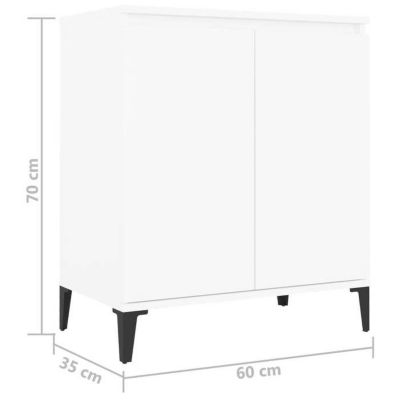 vidaXL Buffet, Armoire avec 2 Portes, Meuble de Rangement, Organisateur de Salle de Séjour Salon, Industriel, Blanc Bois 806076