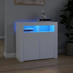 vidaXL Buffet avec lumières LED Blanc 80x35x75 cm 804328