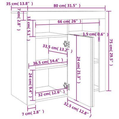 vidaXL Buffet avec Lumières LED, Meuble de Rangement, Armoire de Rangement, Organisateur de Salon Salle de Séjour Intérieur, 80432
