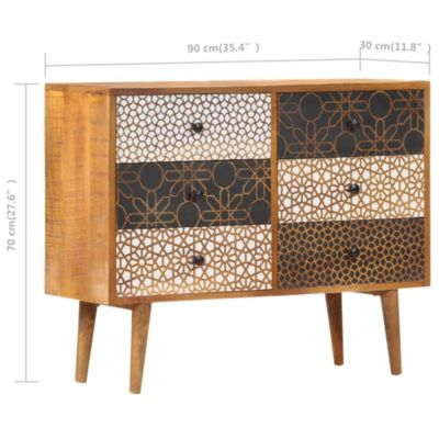 vidaXL Buffet avec motif imprimé 90x30x70 cm Bois de manguier massif