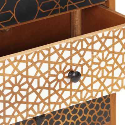 vidaXL Buffet avec motif imprimé 90x30x70 cm Bois de manguier massif