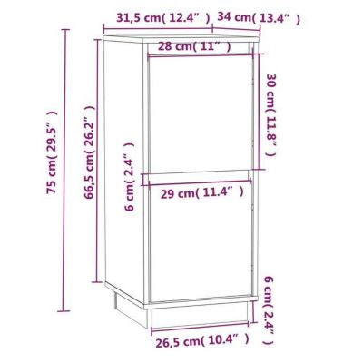 vidaXL Buffet Blanc 31,5x34x75 cm Bois massif de pin
