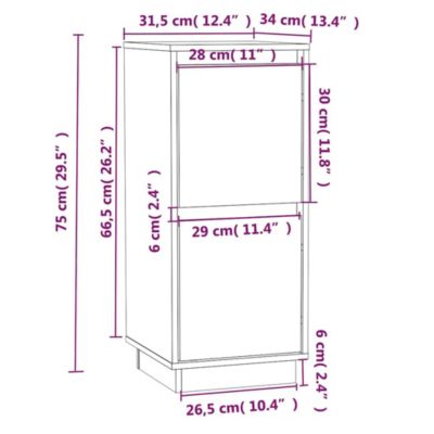 vidaXL Buffet Blanc 31,5x34x75 cm Bois massif de pin