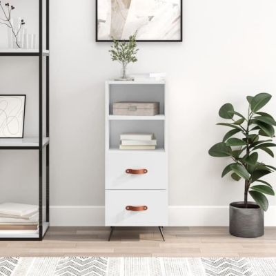 vidaXL Buffet Blanc brillant 34,5x34x90 cm Bois d'ingénierie 828638