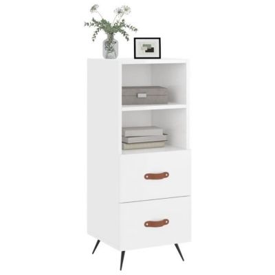 vidaXL Buffet Blanc brillant 34,5x34x90 cm Bois d'ingénierie 828638