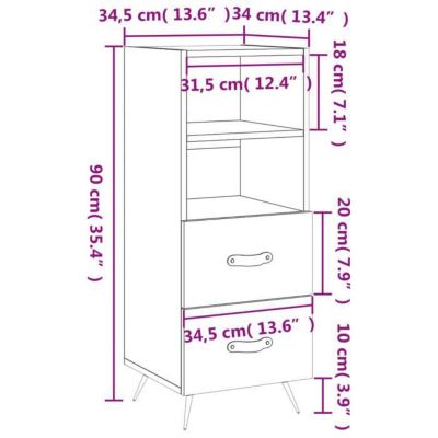 vidaXL Buffet Blanc brillant 34,5x34x90 cm Bois d'ingénierie 828638