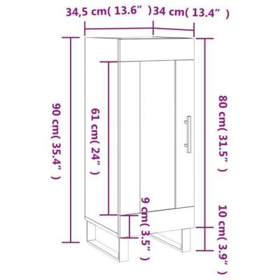 vidaXL Buffet Blanc brillant 34,5x34x90 cm Bois d'ingénierie 830470