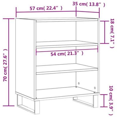vidaXL Buffet blanc brillant 57x35x70 cm bois d'ingénierie 827142