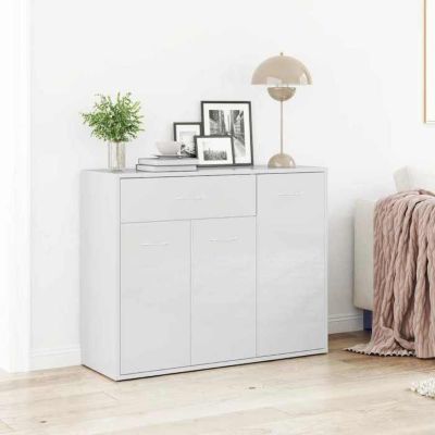 vidaXL Buffet Blanc brillant 88x30x70 cm Aggloméré