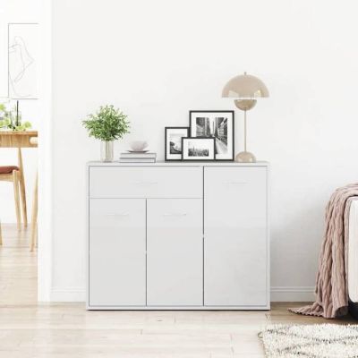 vidaXL Buffet Blanc brillant 88x30x70 cm Aggloméré