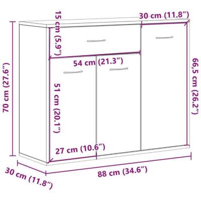 vidaXL Buffet Blanc brillant 88x30x70 cm Aggloméré
