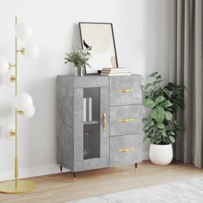 vidaXL Buffet gris béton 69,5x34x90 cm bois d'ingénierie 828024