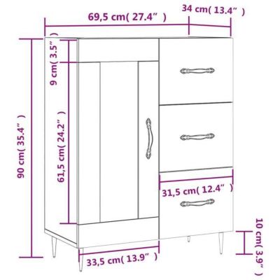 vidaXL Buffet gris béton 69,5x34x90 cm bois d'ingénierie 828024