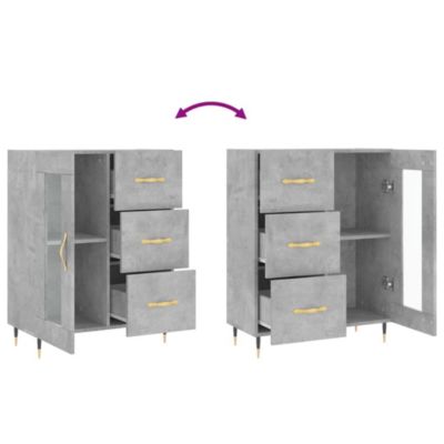 vidaXL Buffet gris béton 69,5x34x90 cm bois d'ingénierie 828024
