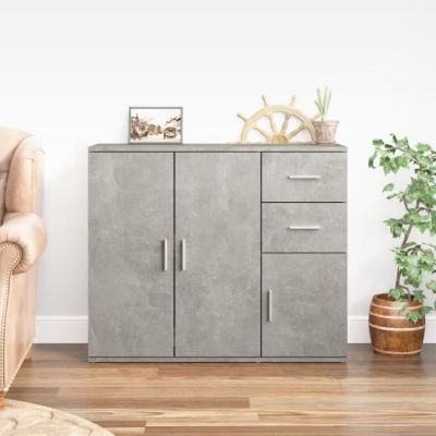 vidaXL Buffet Gris béton 91x29,5x75 cm Bois d'ingénierie 823273