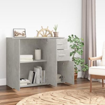 vidaXL Buffet Gris béton 91x29,5x75 cm Bois d'ingénierie 823273