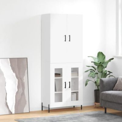 vidaXL Buffet haut Blanc 69,5x34x180 cm Bois d'ingénierie 3195739