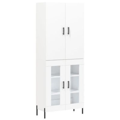 vidaXL Buffet haut Blanc 69,5x34x180 cm Bois d'ingénierie 3195739