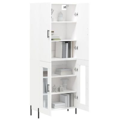 vidaXL Buffet haut Blanc 69,5x34x180 cm Bois d'ingénierie 3195739