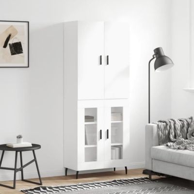 vidaXL Buffet haut Blanc 69,5x34x180 cm Bois d'ingénierie 3195747