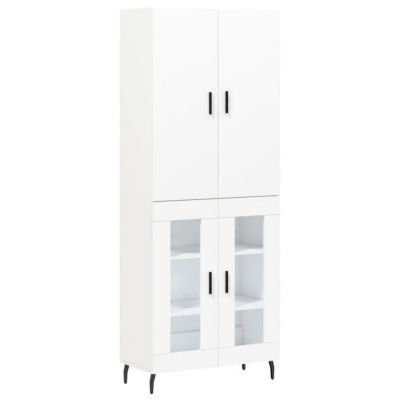 vidaXL Buffet haut Blanc 69,5x34x180 cm Bois d'ingénierie 3195747