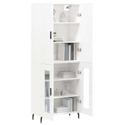 vidaXL Buffet haut Blanc 69,5x34x180 cm Bois d'ingénierie 3195747