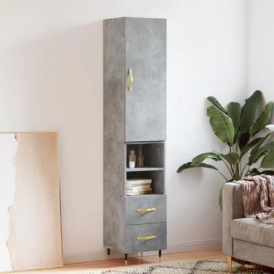 vidaXL Buffet haut Gris béton 34,5x34x180 cm Bois d'ingénierie 3198901