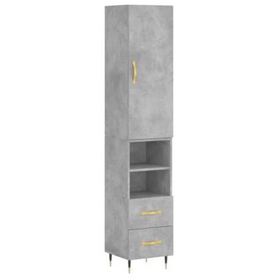 vidaXL Buffet haut Gris béton 34,5x34x180 cm Bois d'ingénierie 3198901