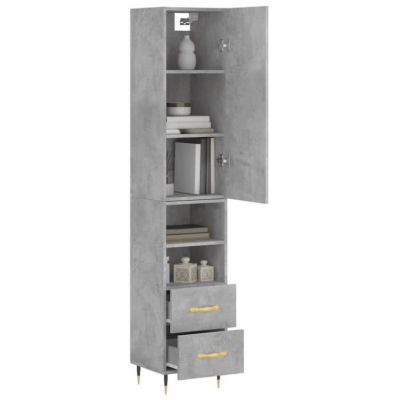 vidaXL Buffet haut Gris béton 34,5x34x180 cm Bois d'ingénierie 3198901