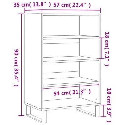 vidaXL Buffet haut gris béton 57x35x90 cm bois d'ingénierie 827240