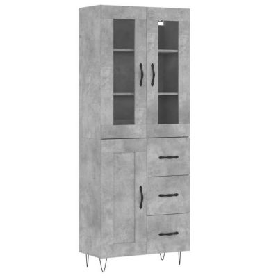 vidaXL Buffet haut Gris béton 69,5x34x180 cm Bois d'ingénierie 3198693
