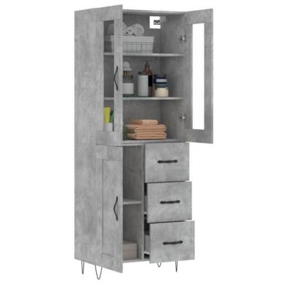 vidaXL Buffet haut Gris béton 69,5x34x180 cm Bois d'ingénierie 3198693